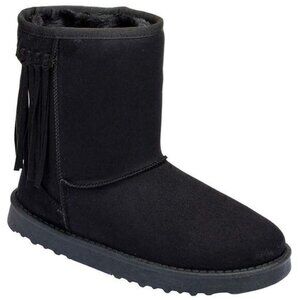 Via Pinky Women's Bootie Fringe Furry Vegan Shearling Suede Women's Boots NEW